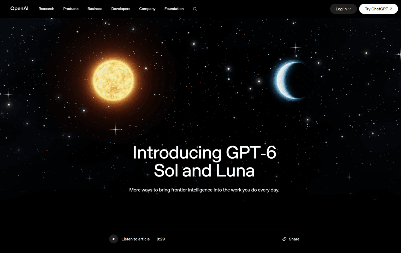 OpenAI выпустила GPT-6 Sol и Luna и вдвое снизила цены API